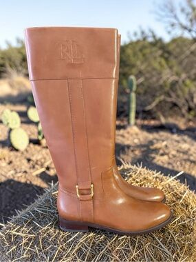 NWOB Ralph Lauren Bernadine Leather Knee-High Riding Boots